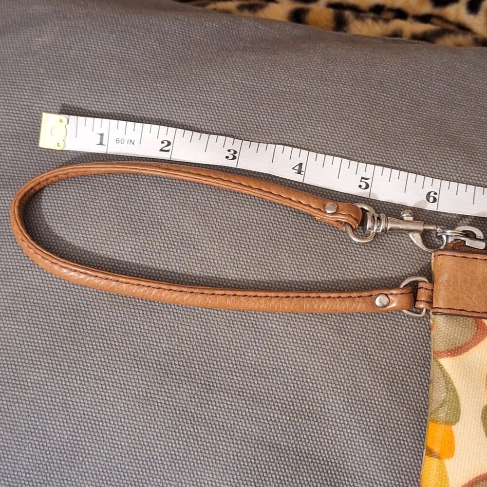 Fossil Key-Per Wristlet 7" x 4" Coated Canvas Leather Retro Floral Clutch - Picture 6 of 8